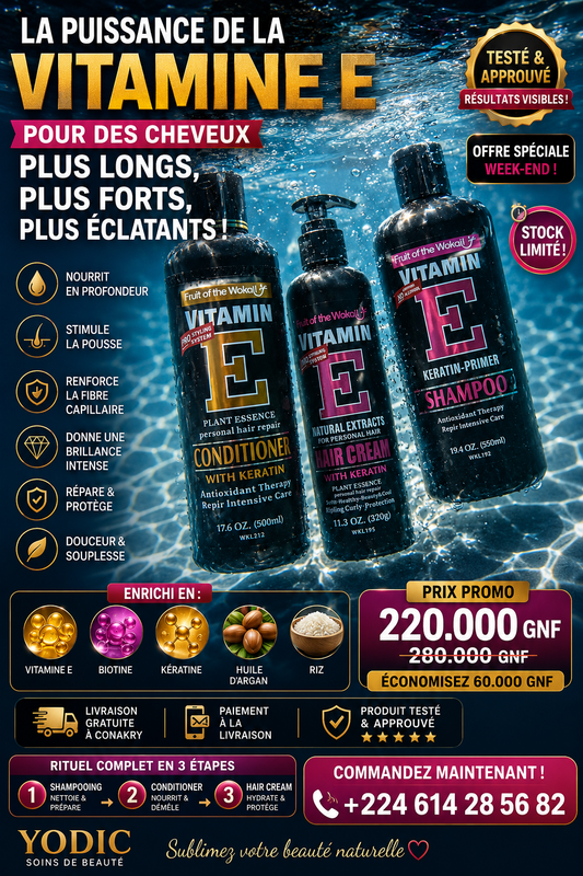 Kit Vitamine E à la Kératine – Pousse & Réparation Cheveux